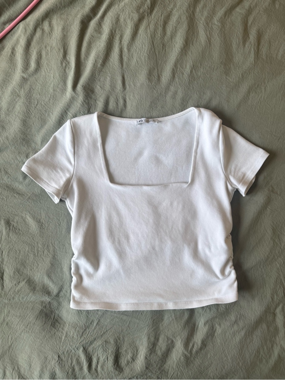 ZARA Women’s White Square-Neck Short Sleeve Top